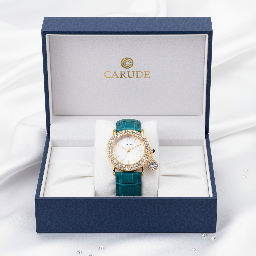 CARUDE Rhinestone Bracelet Watch in luxury gift box