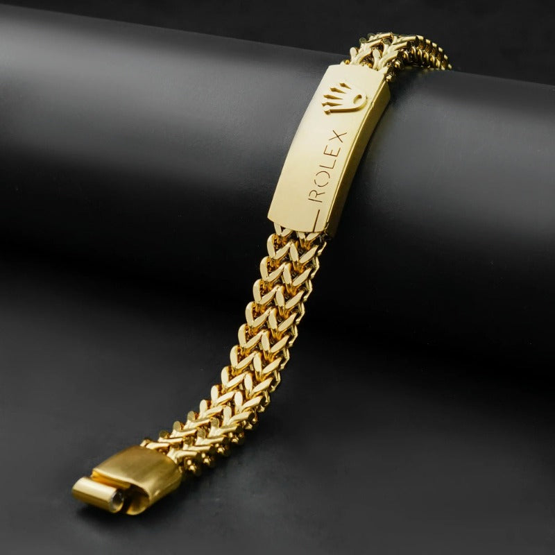 Crown Emblem Designer Bracelet – Woven Stainless Steel