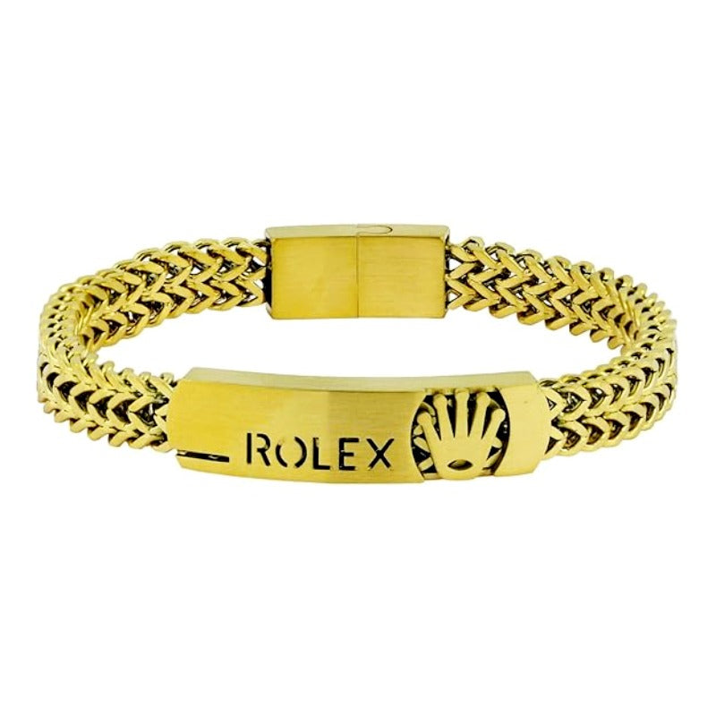 Crown Emblem Designer Bracelet – Woven Stainless Steel
