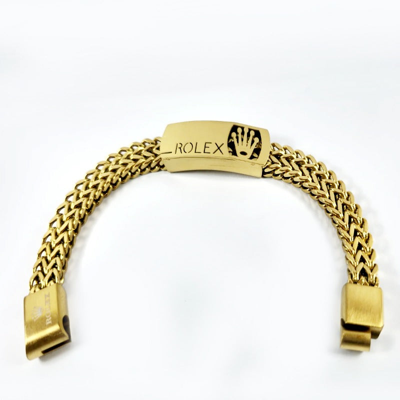 Crown Emblem Designer Bracelet – Woven Stainless Steel