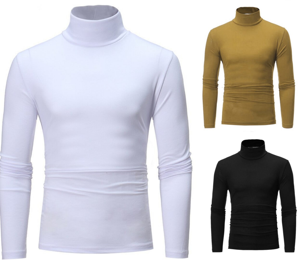 Pack of 3 Winter High Neck Pullover Tops – Unisex, Free Size